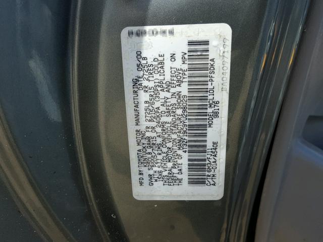 4T3ZF19C9YU298029 - 2000 TOYOTA SIENNA BLUE photo 10