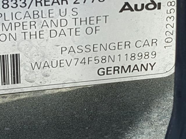 WAUEV74F58N118989 - 2008 AUDI A6 S-LINE GRAY photo 10