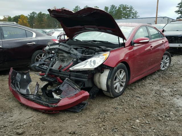 5NPEB4AC8EH880004 - 2014 HYUNDAI SONATA GLS RED photo 2