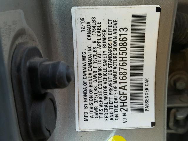 2HGFA16876H508613 - 2006 HONDA CIVIC EX Bej fotoğraf 10