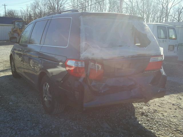 5FNRL38655B036803 - 2005 HONDA ODYSSEY EX BLUE photo 3