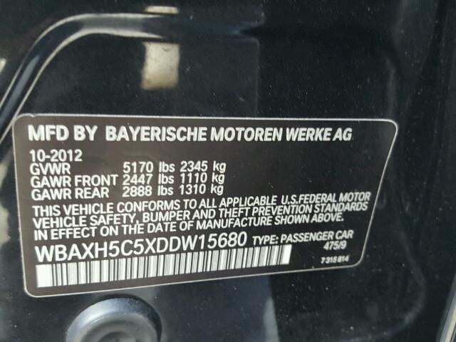 WBAXH5C5XDDW15680 - 2013 BMW 528 XI BLACK photo 10