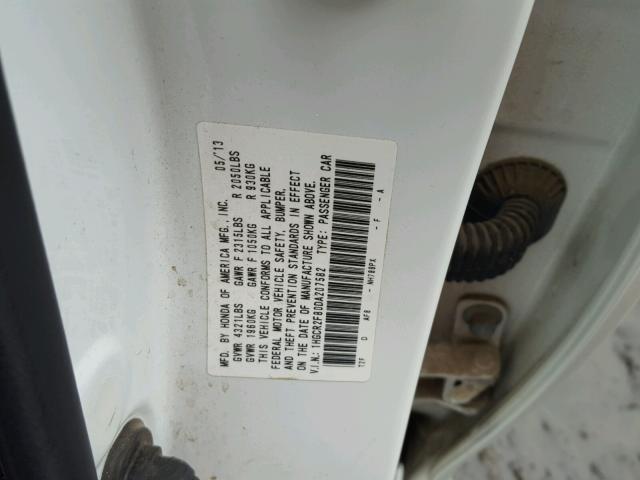 1HGCR2F80DA207582 - 2013 HONDA ACCORD EXL WHITE photo 10