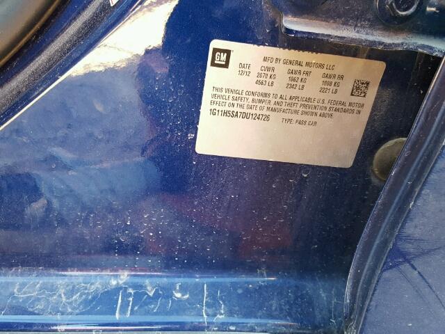 1G11H5SA7DU124726 - 2013 CHEVROLET MALIBU LTZ 蓝色 照片 10