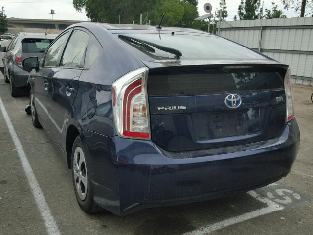 JTDKN3DU5D1719415 - 2013 TOYOTA PRIUS BLUE photo 3