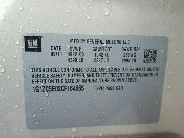 1G1ZC5E02CF164865 - 2012 CHEVROLET MALIBU 1LT 奶油色 照片 10