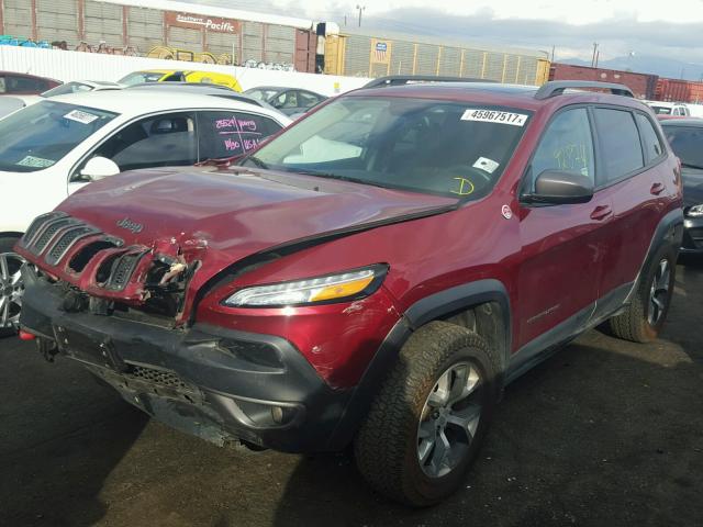 1C4PJMBS7EW188120 - 2014 JEEP CHEROKEE T BURGUNDY photo 2