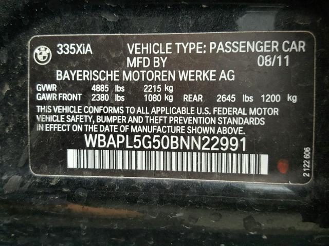 WBAPL5G50BNN22991 - 2011 BMW 335 XI Schwarz Foto 10