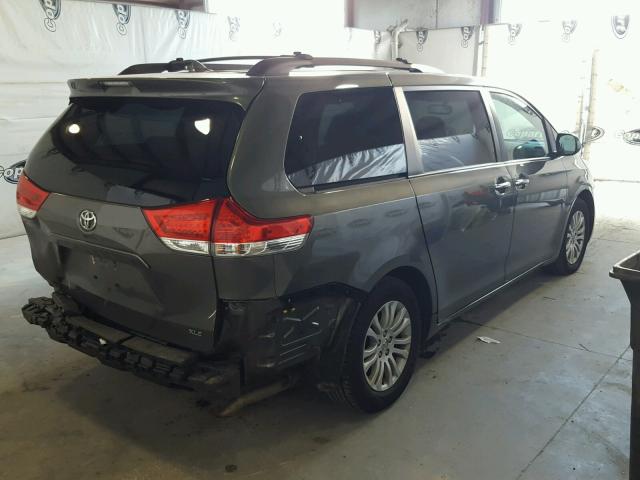 5TDYK3DC9BS151034 - 2011 TOYOTA SIENNA XLE GRAY photo 4