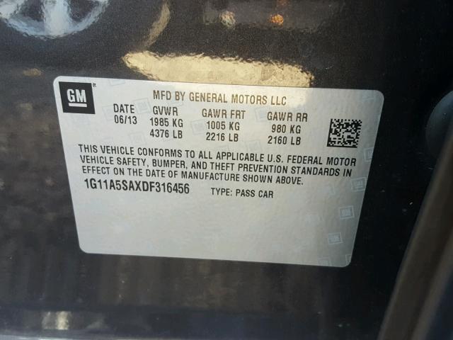 1G11A5SAXDF316456 - 2013 CHEVROLET MALIBU LS Boz foto 10
