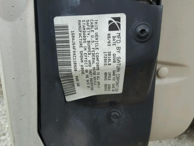 1G8AJ54F44Z118920 - 2004 SATURN ION LEVEL GOLD photo 10