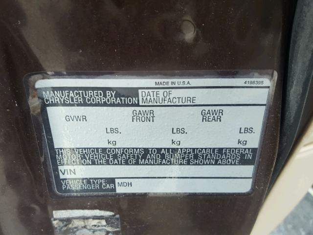 1C3BF66P1EX556514 - 1984 CHRYSLER FIFTH AVEN ყავისფერი ფოტო 10