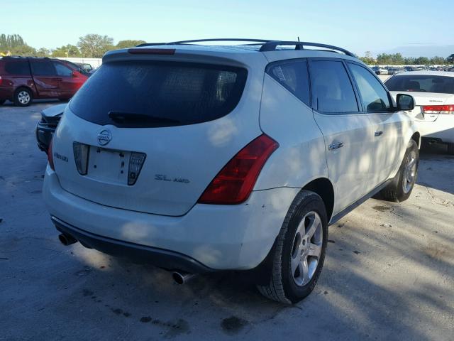 JN8AZ08W45W418511 - 2005 NISSAN MURANO SL WHITE photo 4