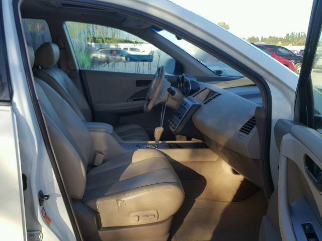 JN8AZ08W45W418511 - 2005 NISSAN MURANO SL WHITE photo 5