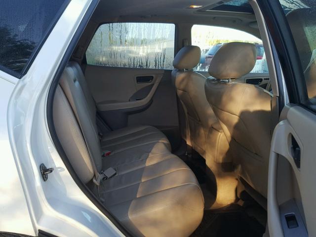 JN8AZ08W45W418511 - 2005 NISSAN MURANO SL WHITE photo 6