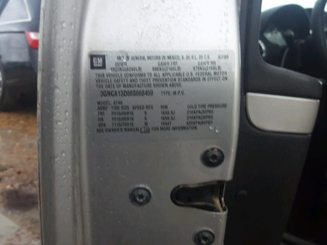 3GNCA13D88S668459 - 2008 CHEVROLET HHR LS ვერცხლისფერი ფოტო 10