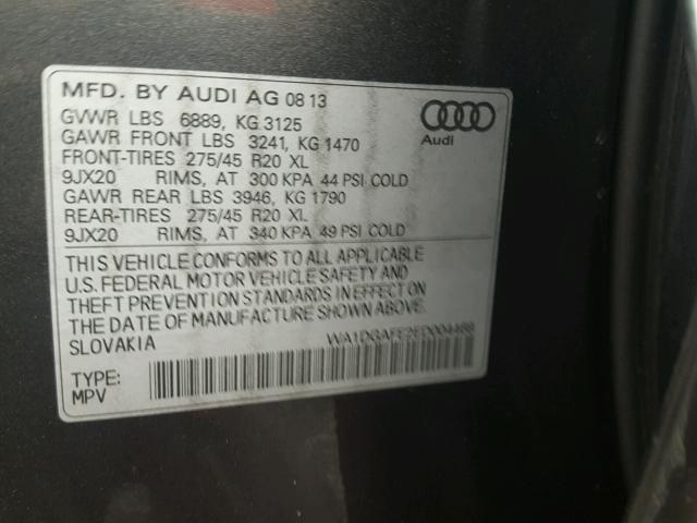 WA1DGAFE2ED004468 - 2014 AUDI Q7 PRESTIG GRAY photo 10