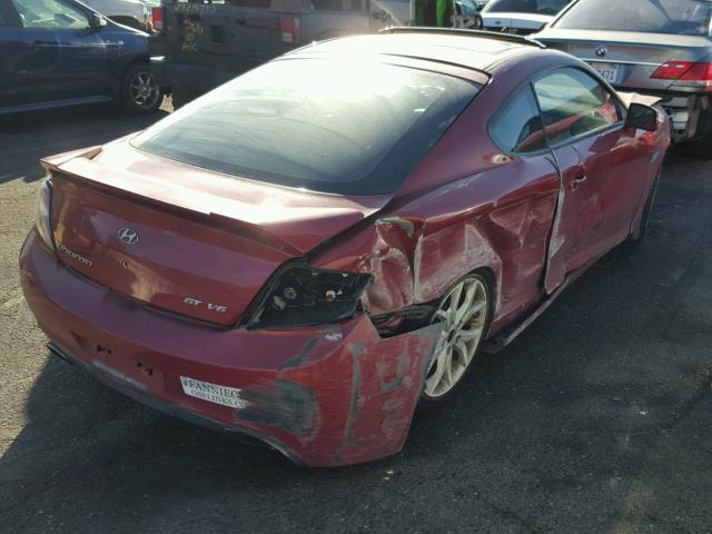 KMHHN66F38U285943 - 2008 HYUNDAI TIBURON GT RED photo 4