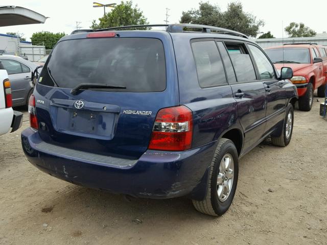 JTEGP21A450065823 - 2005 TOYOTA HIGHLANDER BLUE photo 4