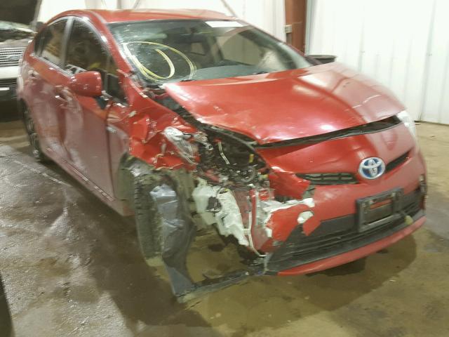 JTDKN3DUXC5509688 - 2012 TOYOTA PRIUS RED photo 1