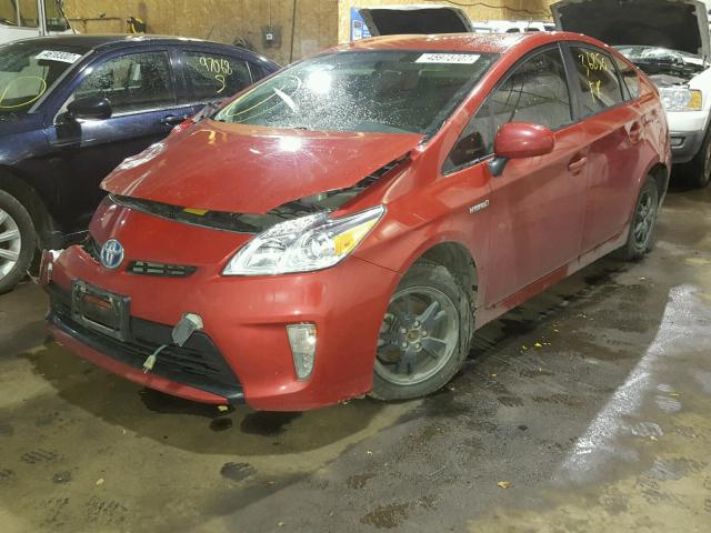 JTDKN3DUXC5509688 - 2012 TOYOTA PRIUS RED photo 2