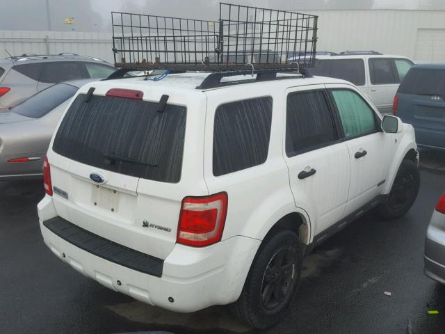 1FMCU49H38KB26186 - 2008 FORD ESCAPE HEV WHITE photo 4