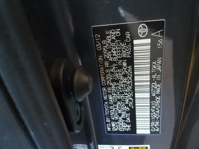 JTKJF5C79C3042266 - 2012 TOYOTA SCION TC 灰色 照片 10