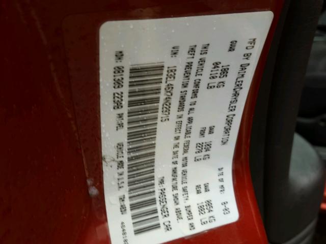 1B3EL46X74N229715 - 2004 DODGE STRATUS RED photo 10