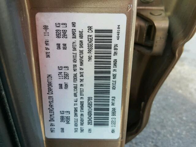 2B3HD46RX1H585799 - 2001 DODGE INTREPID S 金色 照片 10