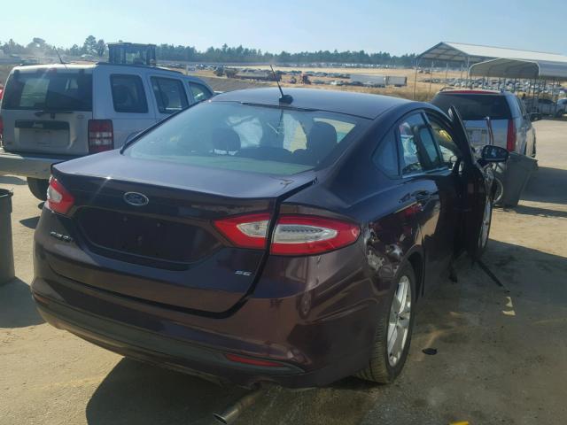 3FA6P0H77DR179866 - 2013 FORD FUSION SE BURGUNDY photo 4