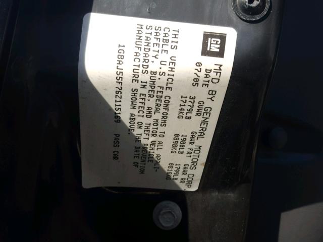 1G8AL55F56Z146401 - 2006 SATURN ION LEVEL BLACK photo 10