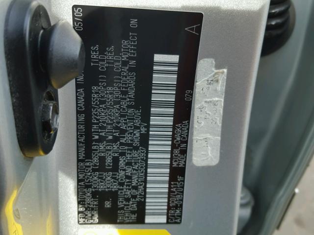 2T2HA31UX5C073937 - 2005 LEXUS RX 330 SILVER photo 10