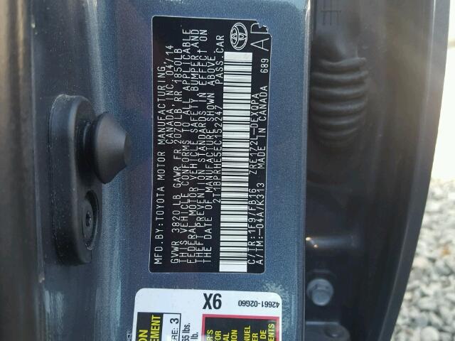 2T1BPRHE5EC152247 - 2014 TOYOTA COROLLA EC 灰色 照片 10