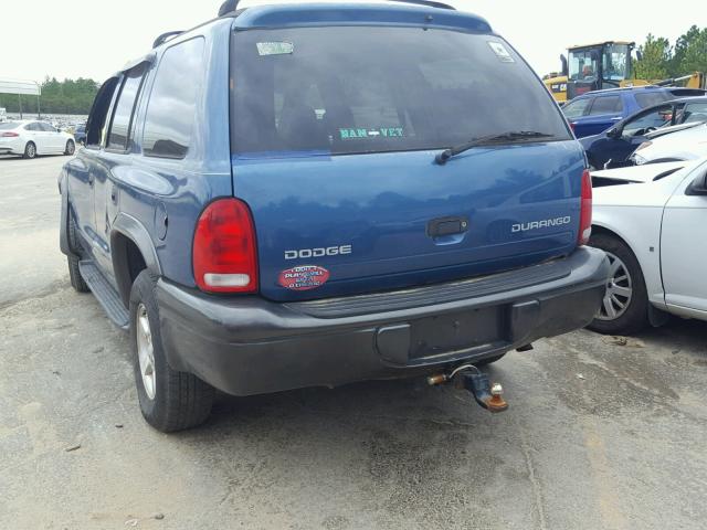 1B4HS38N52F132988 - 2002 DODGE DURANGO SP BLUE photo 3