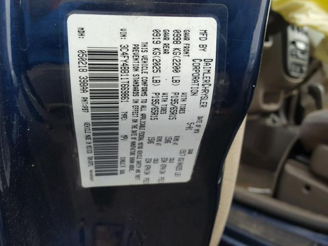 3C4FY4BB11T669861 - 2001 CHRYSLER PT CRUISER BLUE photo 10