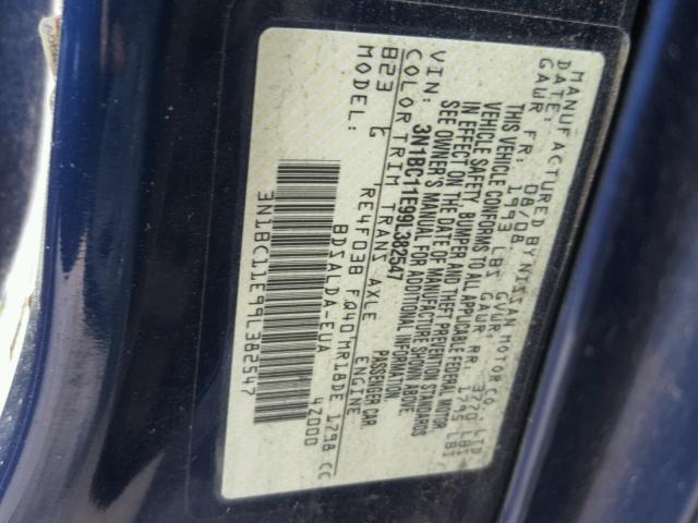 3N1BC11E99L382547 - 2009 NISSAN VERSA S BLUE photo 10