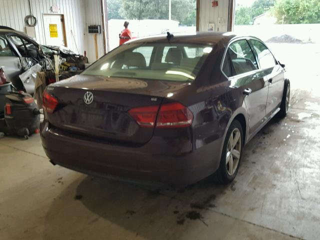 1VWBP7A32CC065146 - 2012 VOLKSWAGEN PASSAT SE MAROON photo 4