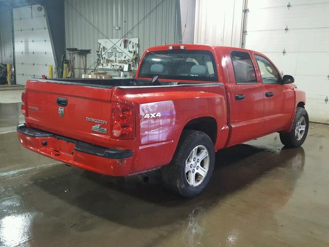 1D7CW3GK5AS221237 - 2010 DODGE DAKOTA SXT RED photo 4