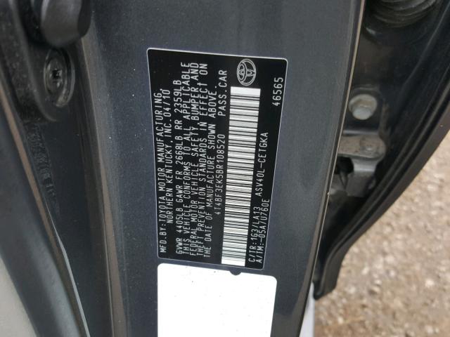 4T4BF3EK5BR108520 - 2011 TOYOTA CAMRY BASE CHARCOAL photo 10