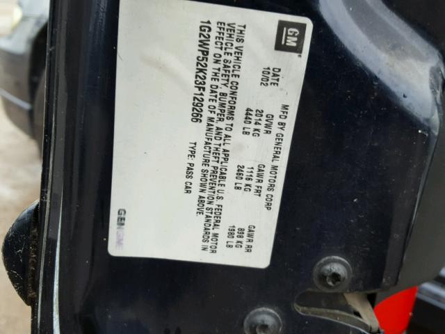 1G2WP52K23F129266 - 2003 PONTIAC GRAND PRIX BLUE photo 10
