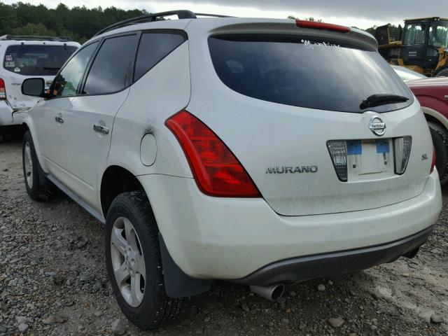 JN8AZ08T35W326392 - 2005 NISSAN MURANO SL WHITE photo 3