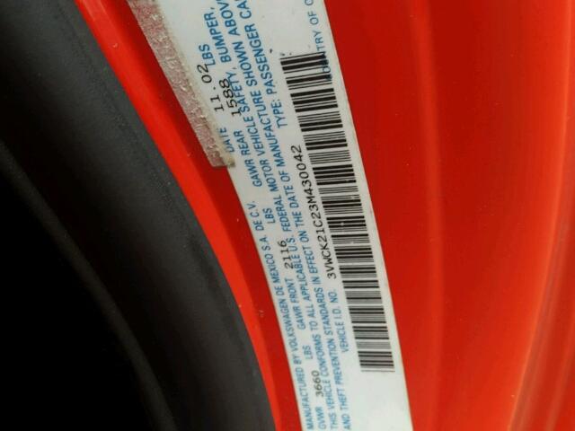 3VWCK21C23M430042 - 2003 VOLKSWAGEN NEW BEETLE 红色 照片 10