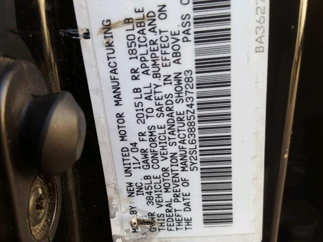 5Y2SL63885Z437283 - 2005 PONTIAC VIBE BLACK photo 10