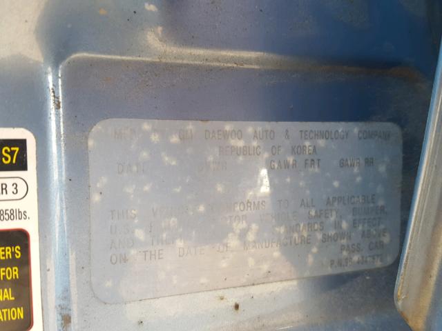 KL1TD52685B367702 - 2005 CHEVROLET AVEO BASE Կապույտ լուսանկար 10