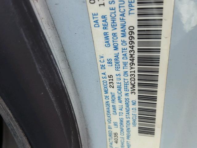 3VWCD31Y94M349990 - 2004 VOLKSWAGEN NEW BEETLE 青色 照片 10