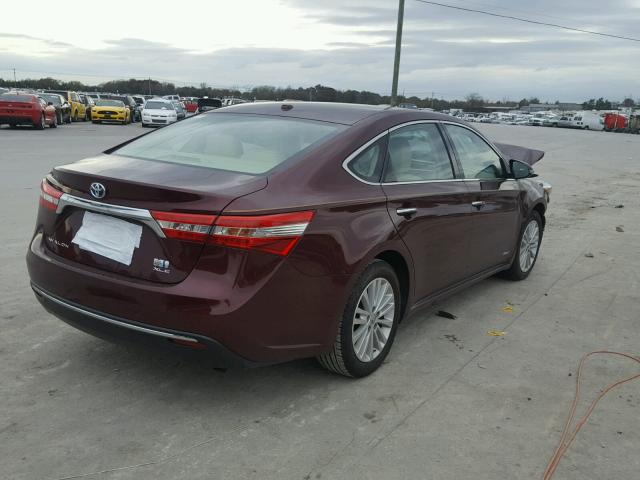 4T1BD1EBXEU026825 - 2014 TOYOTA AVALON HYB RED photo 4