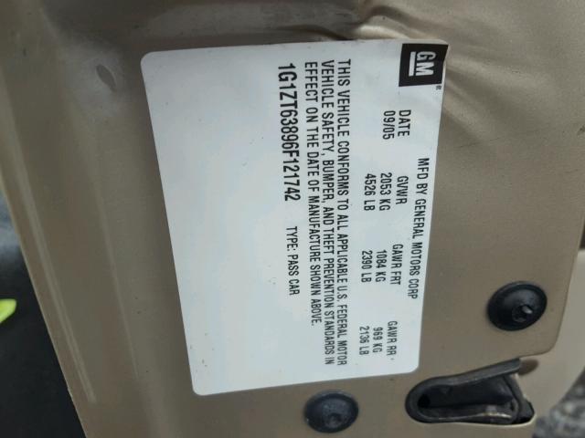 1G1ZT63896F121742 - 2006 CHEVROLET MALIBU MAX 棕色 照片 10