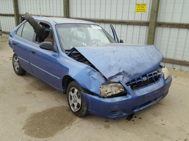 KMHCG45C11U257452 - 2001 HYUNDAI ACCENT GL BLUE photo 1