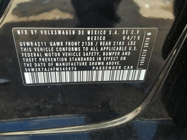 3VW2K7AJ4FM345974 - 2015 VOLKSWAGEN JETTA BASE BLACK photo 10