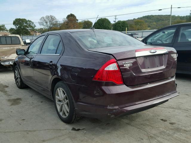 3FAHP0JA1BR243914 - 2011 FORD FUSION SEL MAROON photo 3